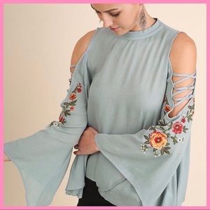 UMGEE | Boho Cold Shoulder Embroidered Blouse